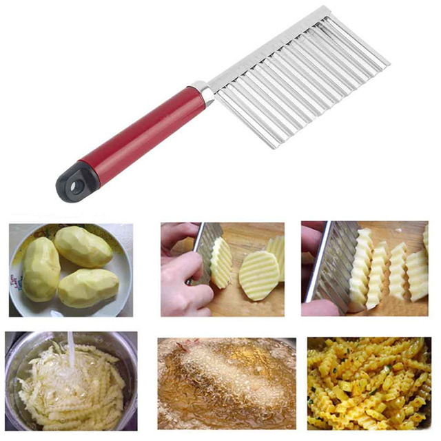 Stainless Steel Wave Knife Potato Cutting Corrugated Knife Fries Chips Cutter Slicer Cooking Tools Kitchen Gadget