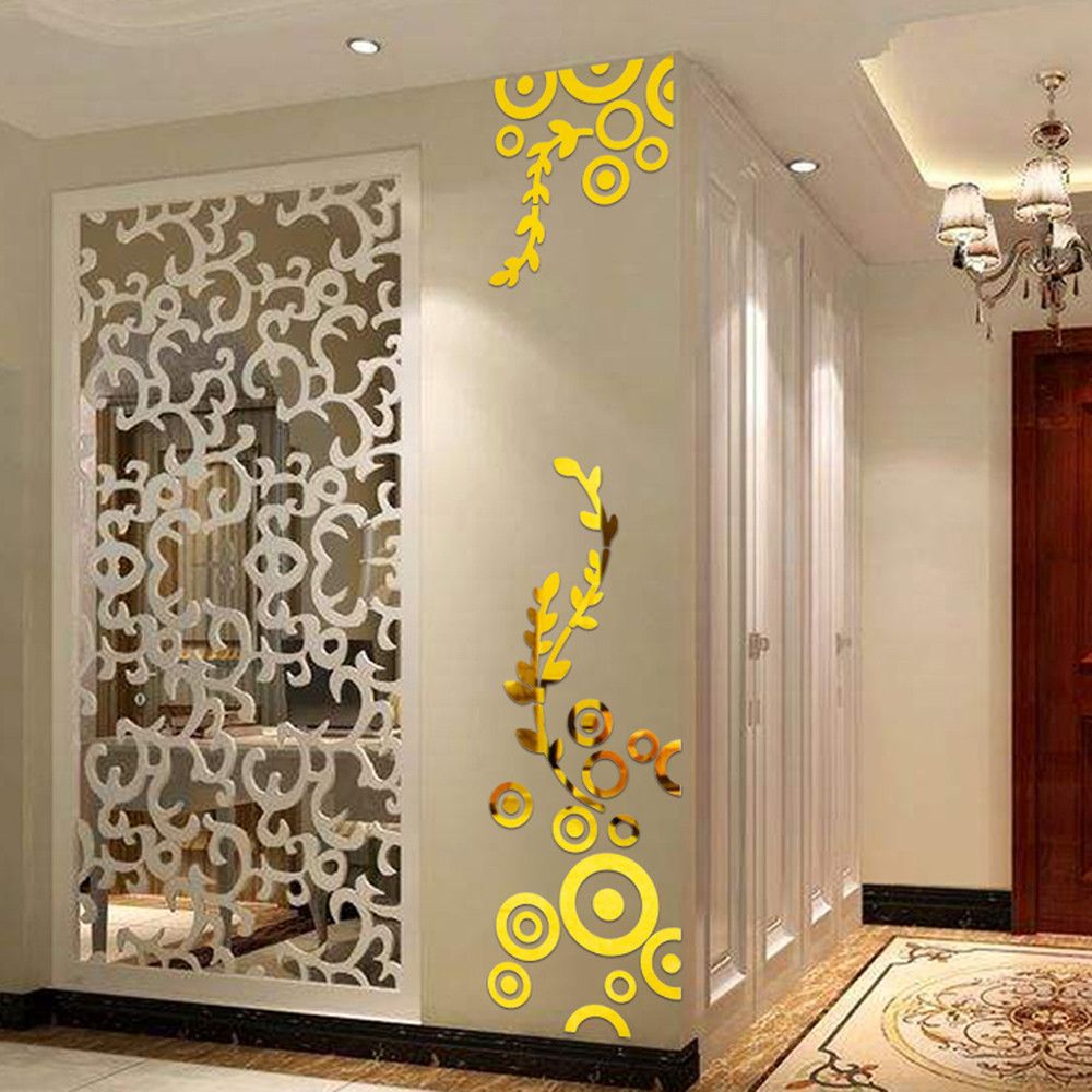 Wholesale Flower Wall Mirror Sticker Wallpaper Modification Full Acrylic Wall 3D Wall Decals DIY Bedroom Dining Room Decoration