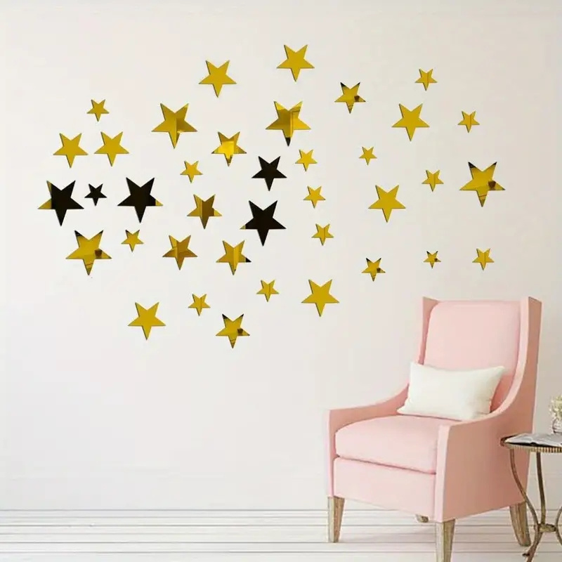 New Star Wall Sticker 3D Acrylic Irregular Mirror Vanity Living Room Decoration Cartoon Wall Stickers for Kids Room Home Decor