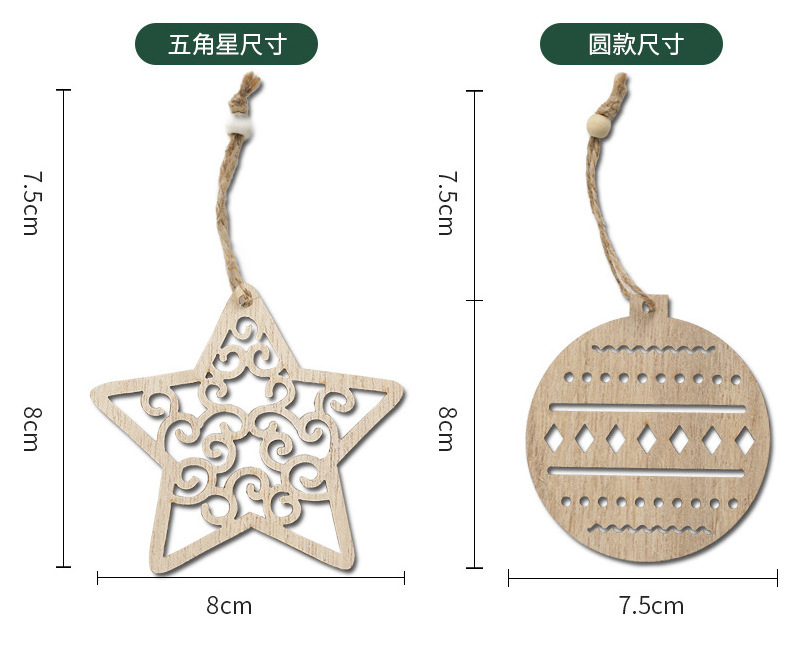 Wholesale Merry Christmas Tree Decor Ornaments Mini Wooden Santa Claus snowflake Deer Pendants Christmas Decorations Small