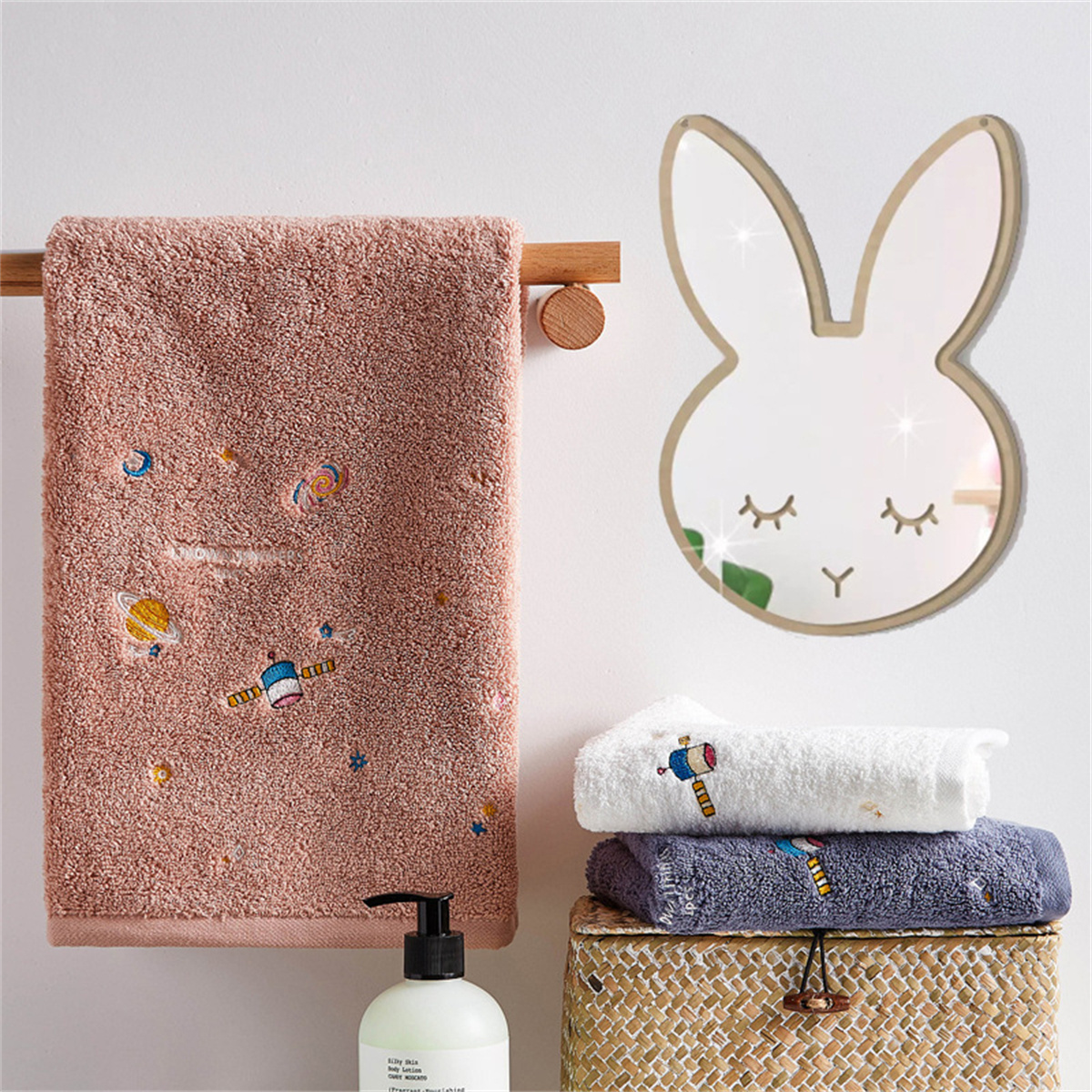 1pc Children's Bedroom is Decorated with Shatterproof Acrylic Mirror Rabbit Crown Cloud Wall Mural Mirror Art Decoration