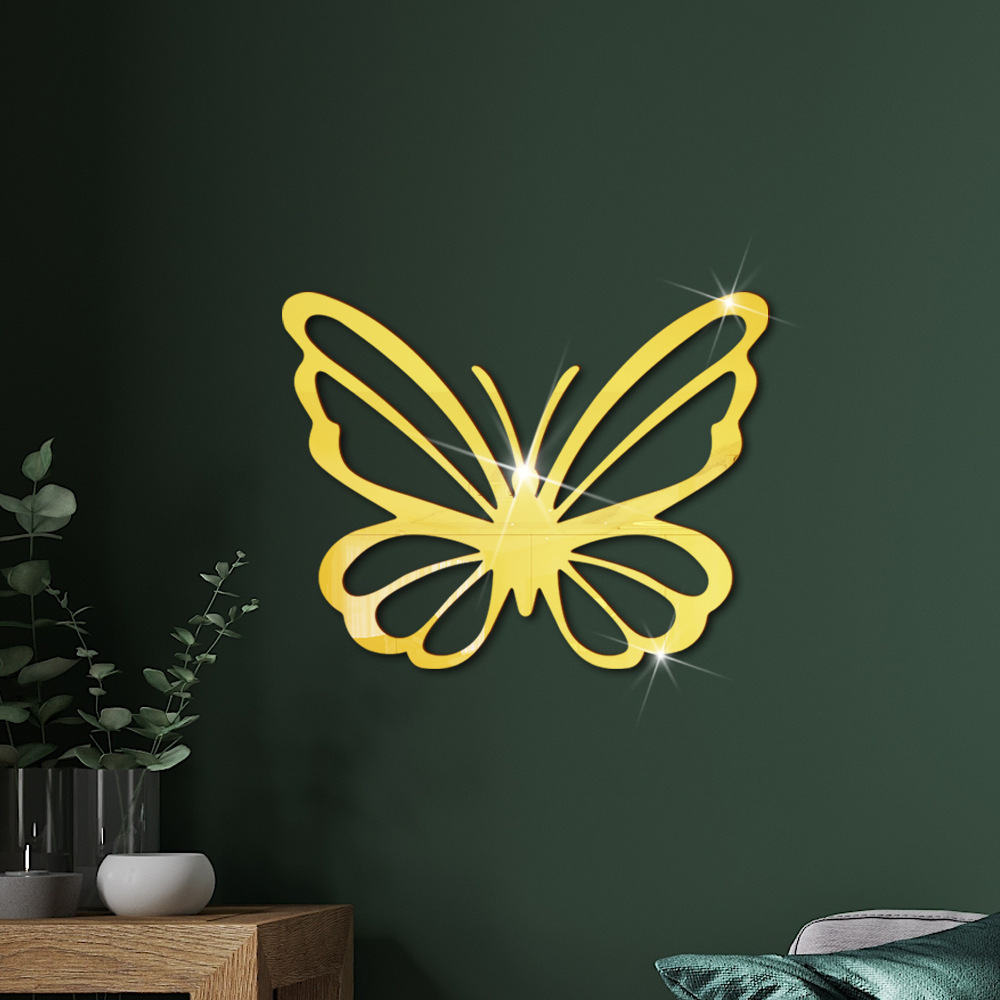 Mirror Wall Stickers 3D Effect Hollow Butterflies Wall Decal Acrylic Mirror Wall Sticker Mural Art Home Wedding DIY Decorations