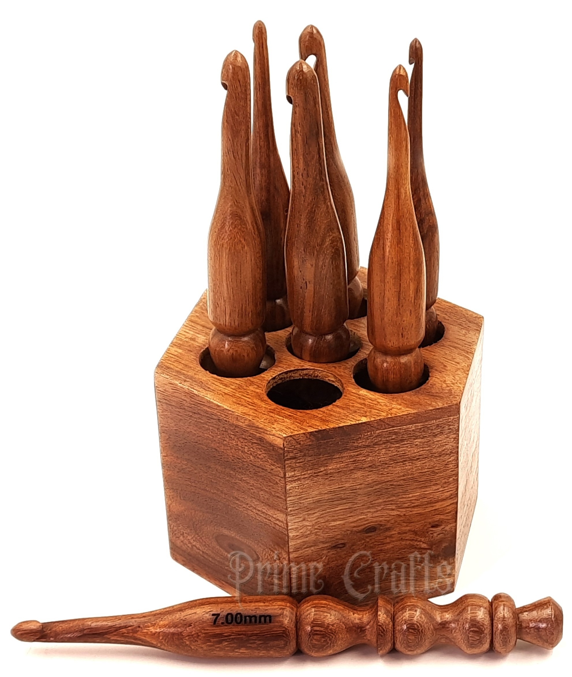 Handmade Wooden Crochet Hook Sheesham hooks with crochets hooks stand set of 7 with stand needle work crafts by AYAANS