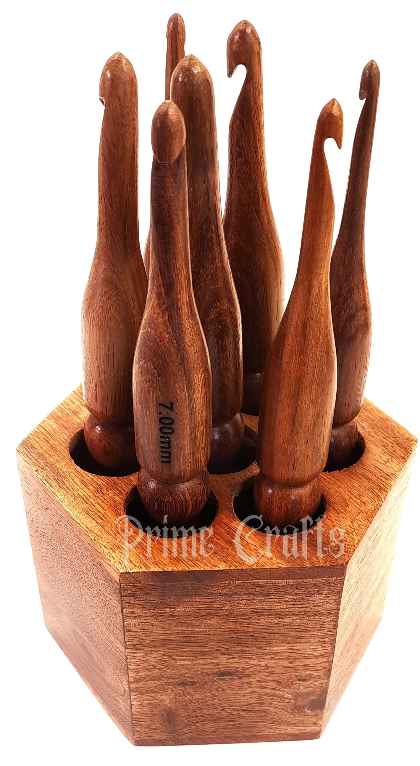 Handmade Wooden Crochet Hook Sheesham hooks with crochets hooks stand set of 7 with stand needle work crafts by AYAANS