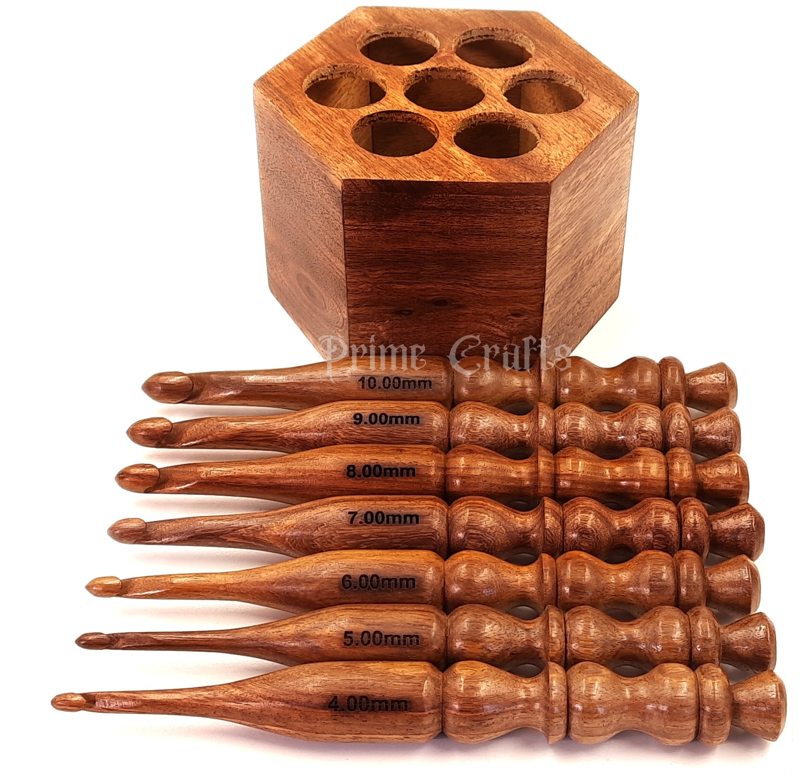 Handmade Wooden Crochet Hook Sheesham hooks with crochets hooks stand set of 7 with stand needle work crafts by AYAANS