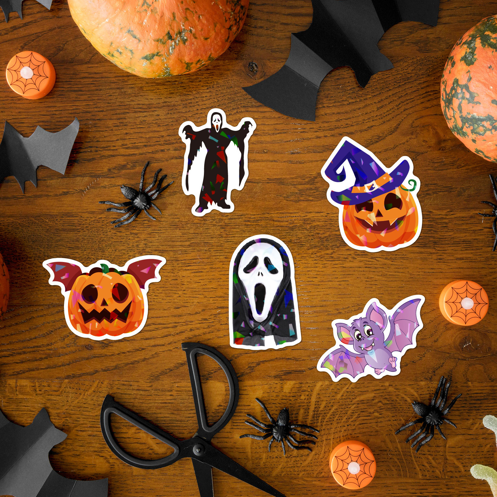 Manufacturer promotional custom halloween stickers vinyl label stickers halloween 3d bat stickers