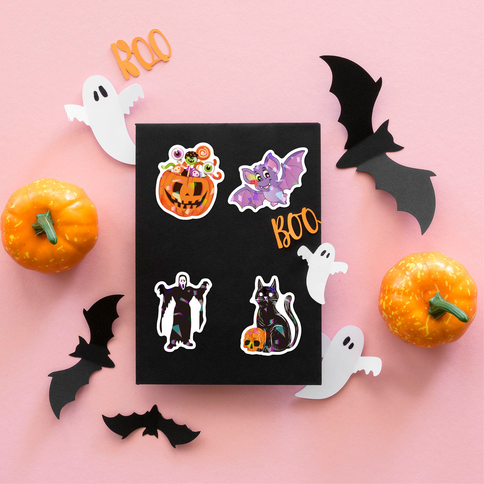 Manufacturer promotional custom halloween stickers vinyl label stickers halloween 3d bat stickers