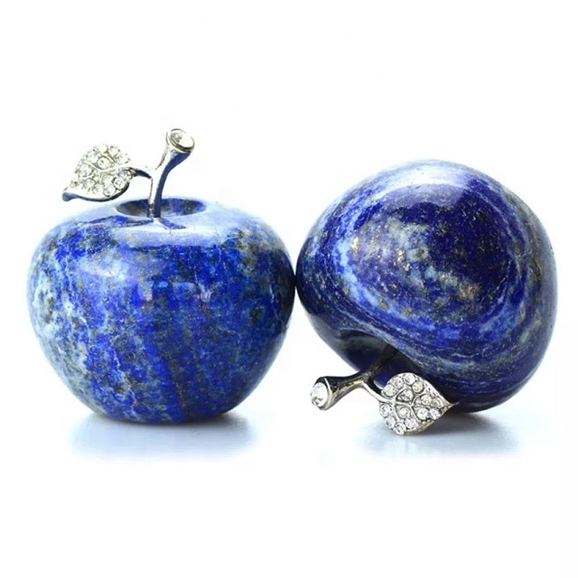 Natural Lapis Lazuli Apple Crystals and Healing Stones Figurines Collectibles Room Decoration Christmas Decorations Office