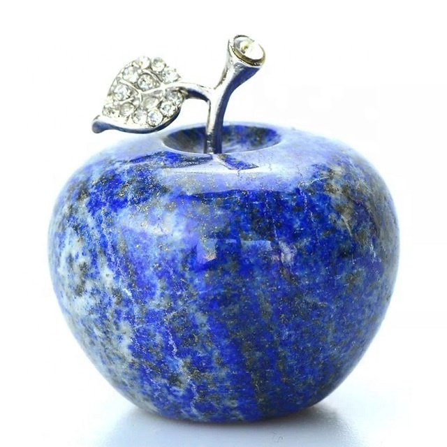 Natural Lapis Lazuli Apple Crystals and Healing Stones Figurines Collectibles Room Decoration Christmas Decorations Office