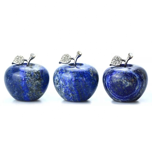 Natural Lapis Lazuli Apple Crystals and Healing Stones Figurines Collectibles Room Decoration Christmas Decorations Office