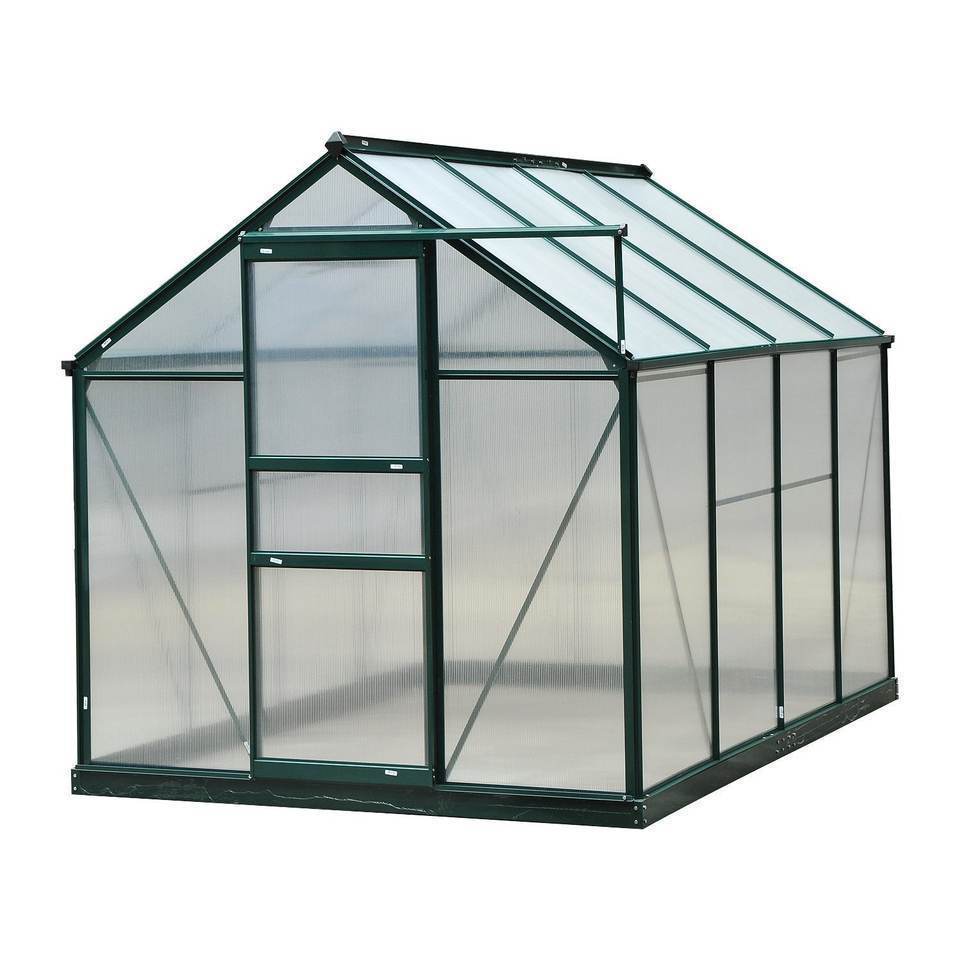 Easily Assembled Waterproof Walk-in Aluminum frame Polycarbonate Garden Aluminum Greenhouse with single sliding door