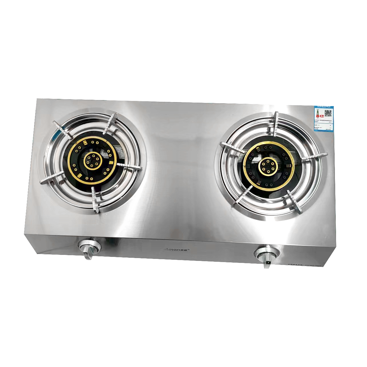 stainless steel gas cooking stove with double burner kitchen appliance