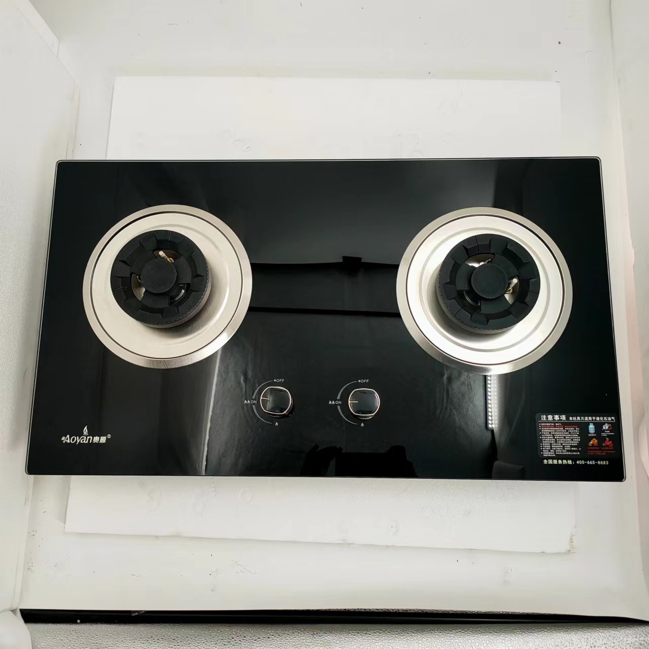 Hot Sell 2 Burner Brass Gas Stove With Tempered Glass Top