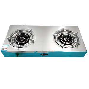 stainless steel gas cooking stove with double burner kitchen appliance