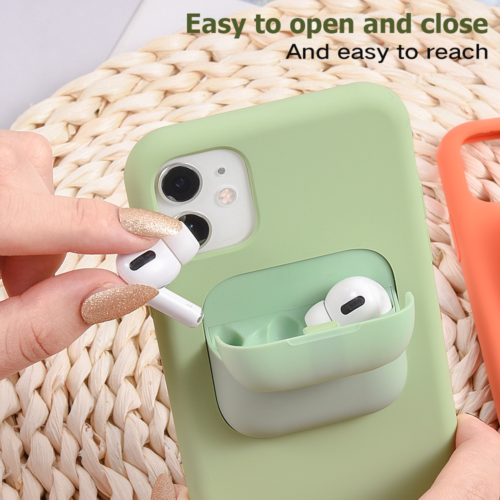 For AirPod Holder Accessory Portable Headphone Accessories Earbud Holder for AirPods Pro Silicone Phone Case for iPhone 11