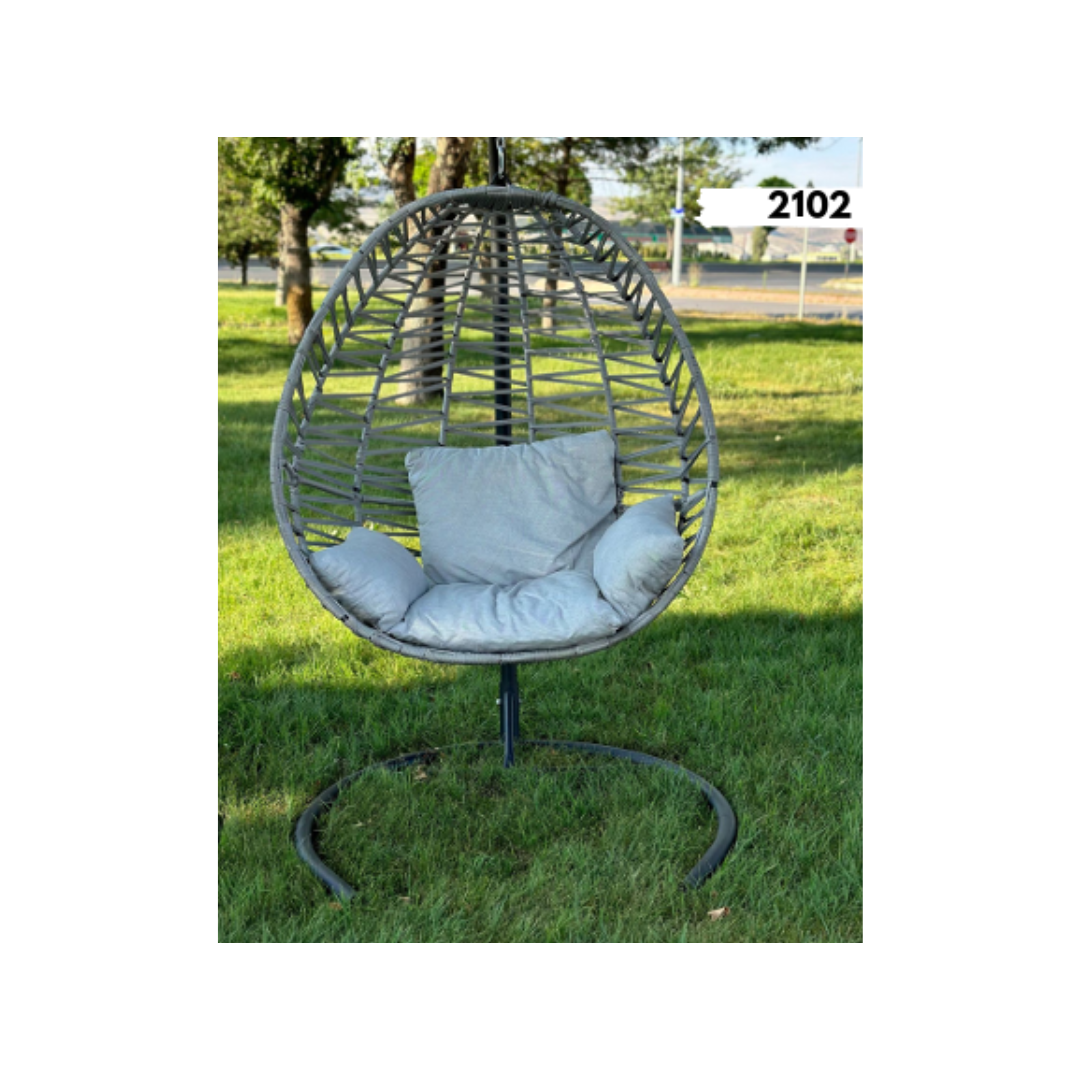 Outdoor Garden Furniture Modern Patio Rattan Swings Garden Double Rattan Hammock Hanging Round Egg Chair Swing With Stand Metal