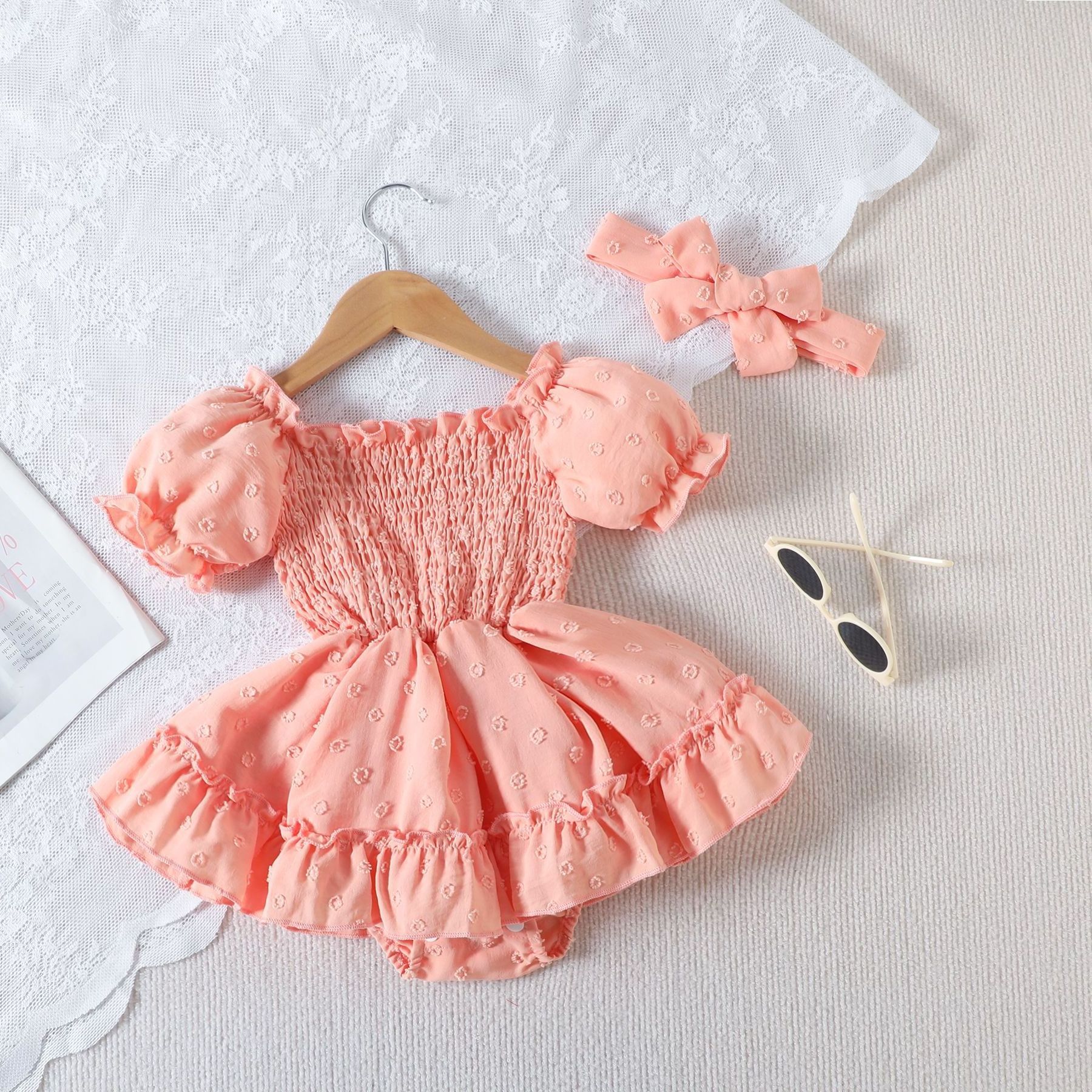 Infant Toddler Baby Girl Princess Summer Clothes Strap Ruffle Sleeveless Dress Dot Print Sundress Bow Dresses