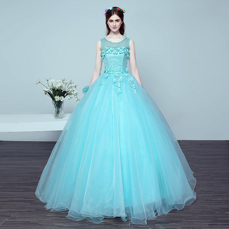 Light Blue Flower Pregnant Photography Dresses Vintage Wedding Gowns