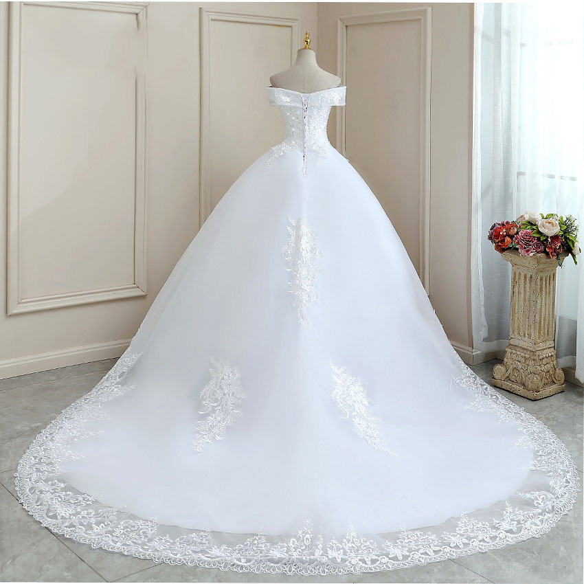 2022 Elegant Ball Gown Lace Wedding Dresses Sexy Off Shoulder Arabic Dubai Luxury Bridal Gowns Puffy Tulle Wedding Dress