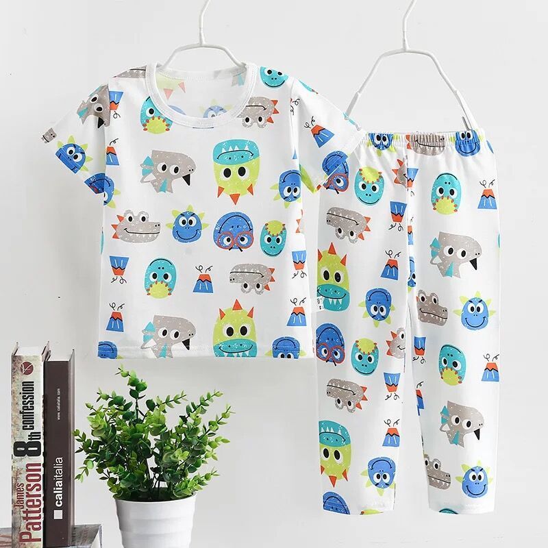 children clothing set boy girls Summer Short Sleeve shirt and short Boys Cotton Clothes Sets kids Pajamas