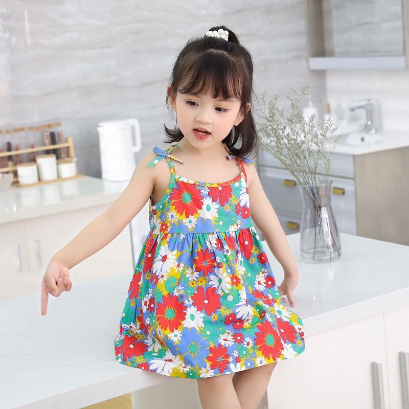 Summer children's style princess suspender skirt girls dress New style children's floral skirt