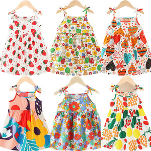 Summer children's style princess suspender skirt girls dress New style children's floral skirt