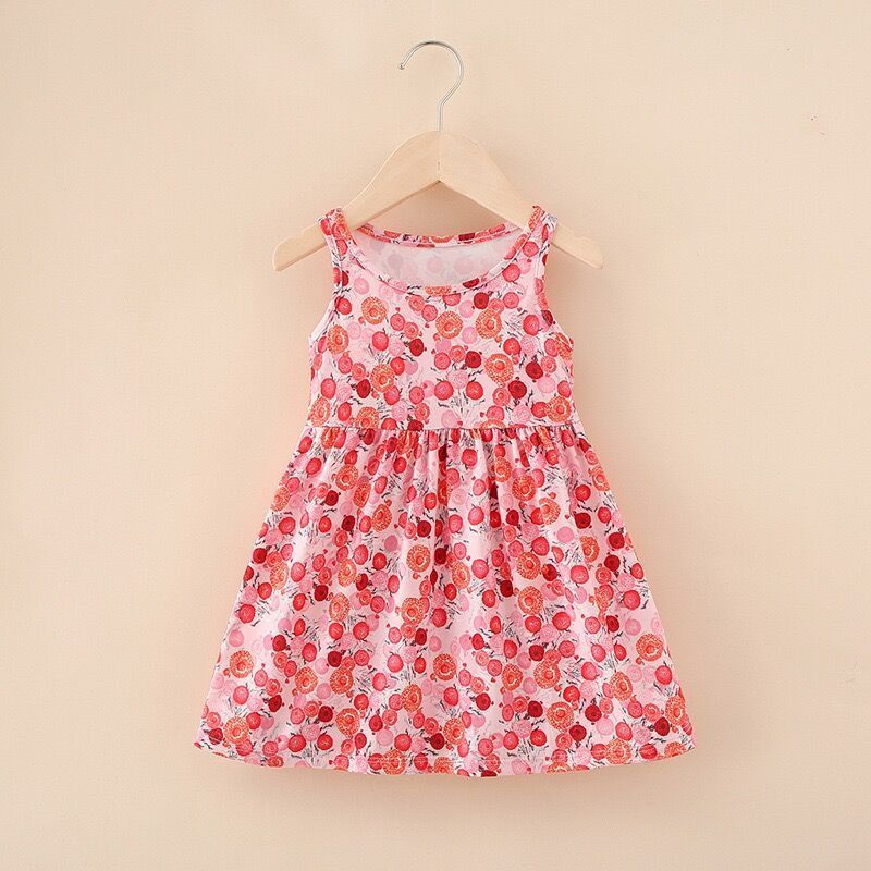 Toddler Kids Baby Girl Summer Princess Dress Sleeveless Floral Print Cotton Party Casual Clothes Dresses For Girls