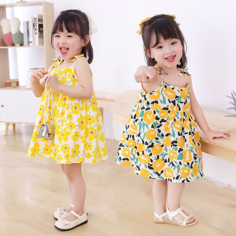 Summer children's style princess suspender skirt girls dress New style children's floral skirt