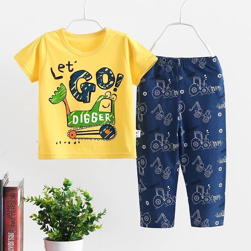 children clothing set boy girls Summer Short Sleeve shirt and short Boys Cotton Clothes Sets kids Pajamas