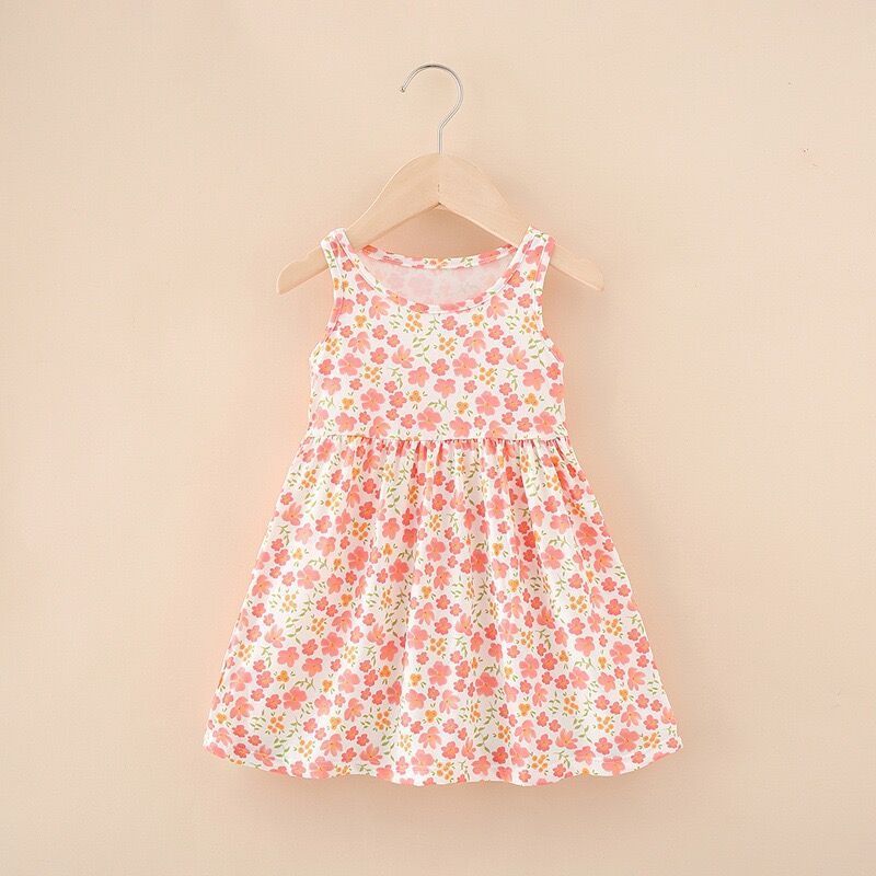 Toddler Kids Baby Girl Summer Princess Dress Sleeveless Floral Print Cotton Party Casual Clothes Dresses For Girls