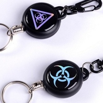 Two Sided Custom Epoxy Logo Badge Reel Key Ring Antitheft Retractable Badge Holder With Belt Clip