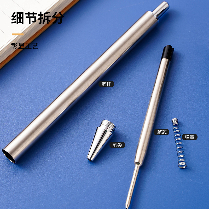 DIY Metal Blank Oil Ballpoint Ink Click Ballpen Retractable Sublimation Epoxy Stainless Steel Gel Pen