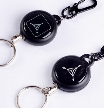 Two Sided Custom Epoxy Logo Badge Reel Key Ring Antitheft Retractable Badge Holder With Belt Clip