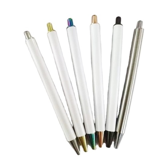 DIY Metal Blank Oil Ballpoint Ink Click Ballpen Retractable Sublimation Epoxy Stainless Steel Gel Pen