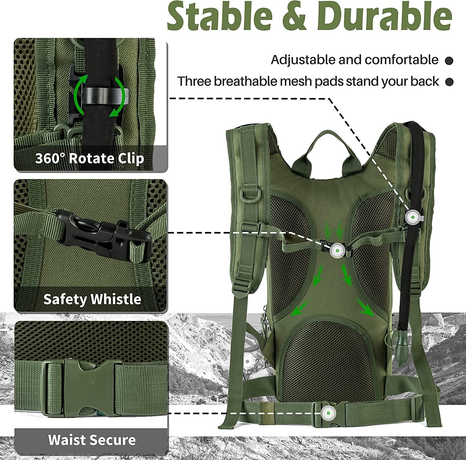 AYPPRO Tactical Backpack Outdoor Hydration Carrier Water Bladder Climbing Running Camping Hiking Hunting Bicycle Riding