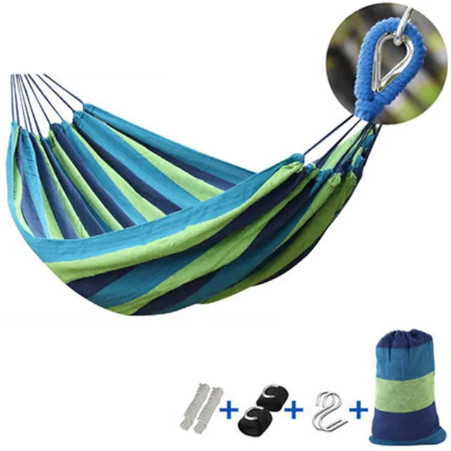 550lb Upgraded Thickened 320G Durable Canvas Fabric Single Double Camping Hammock with Two Anti Roll Balance Beam Strap