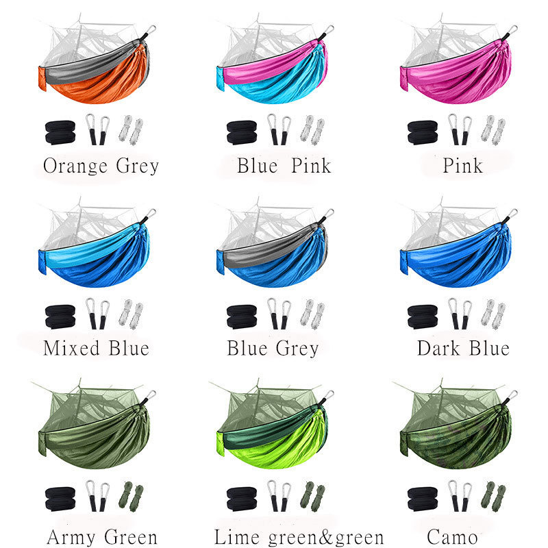 Ultralight Nylon Parachute Camping Hammock Single Double Portable Hammock with 2 Hanging Straps