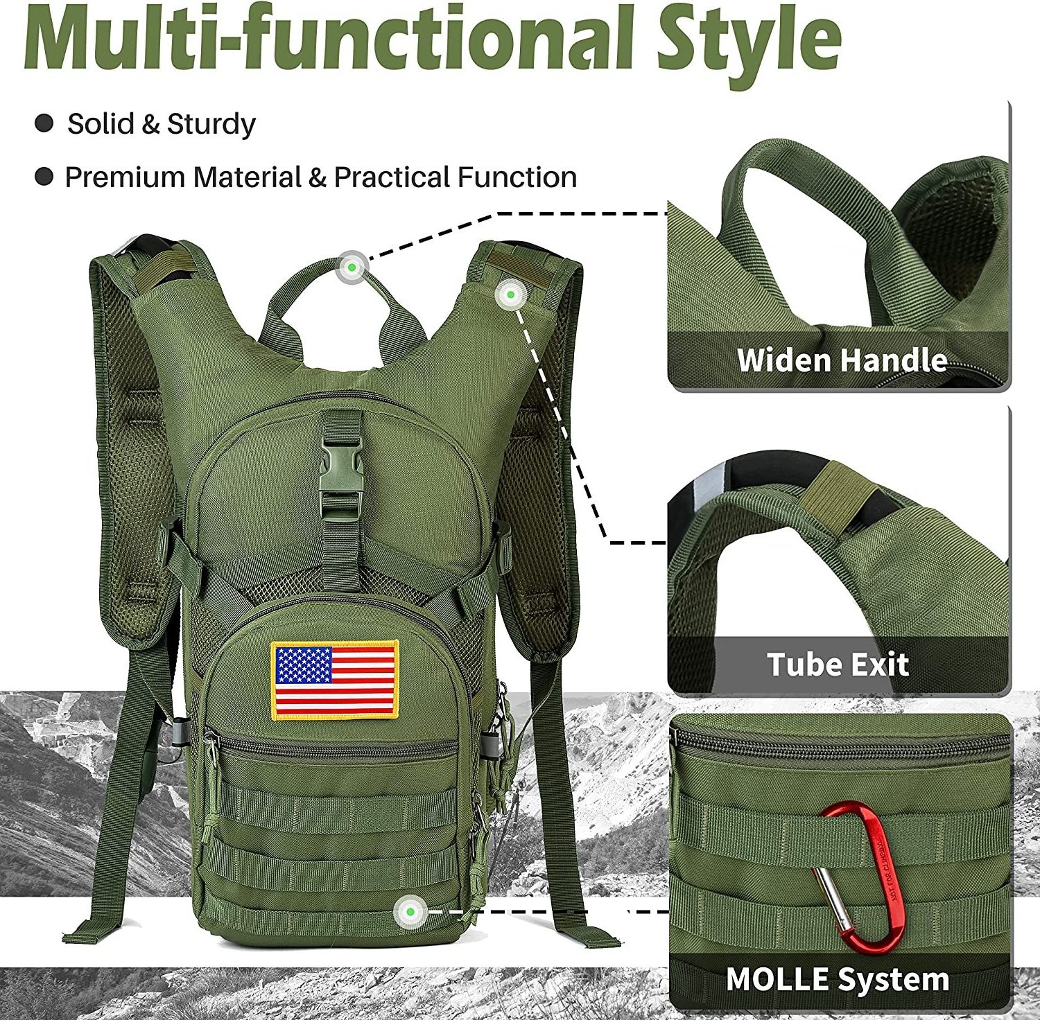 AYPPRO Tactical Backpack Outdoor Hydration Carrier Water Bladder Climbing Running Camping Hiking Hunting Bicycle Riding