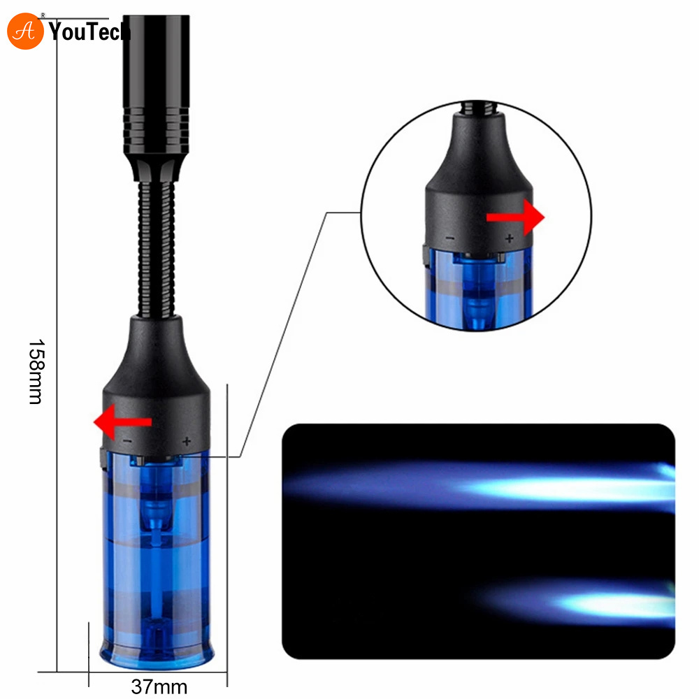 Refillable Butane Gas Lighter Torch Adjustable Flame Lighter Kitchen Ignition Gun Cooking BBQ Tool Rotate Hose Windproof Lighter