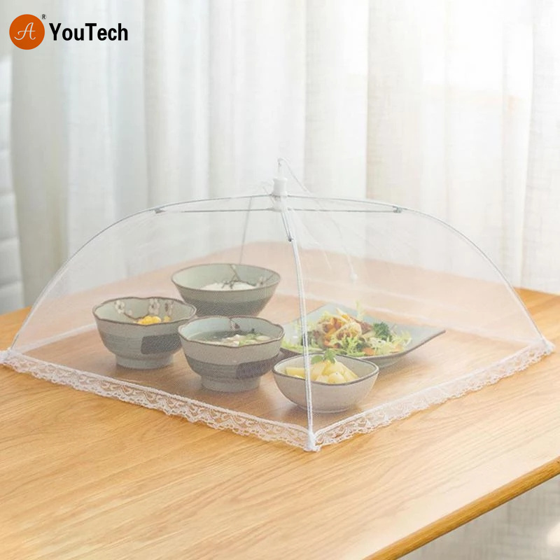 Foldable Food Mesh Cover Fly Anti Mosquito Pop-Up Food Cover Umbrella Meal Vegetable Fruit Breathable Cover Kitchen Accessories