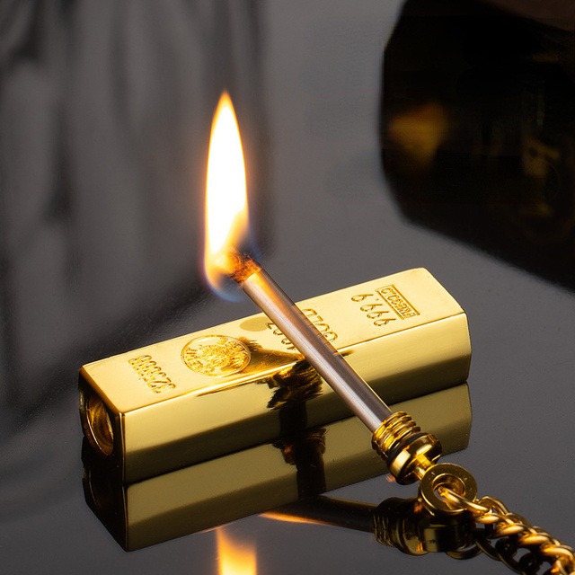 New Match Gold Bar Metal Waterproof Kerosene Match Pendant Lighter Cigarette Tool Outdoor Camping Tool Men's Gift Cool Pendant