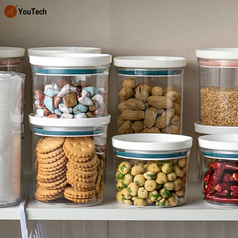 Food Container Storage Jars Transparent Food Canister For Mason Candy Spices Cookie Jar Sealed Ring Bottles Kitchen Storage Box