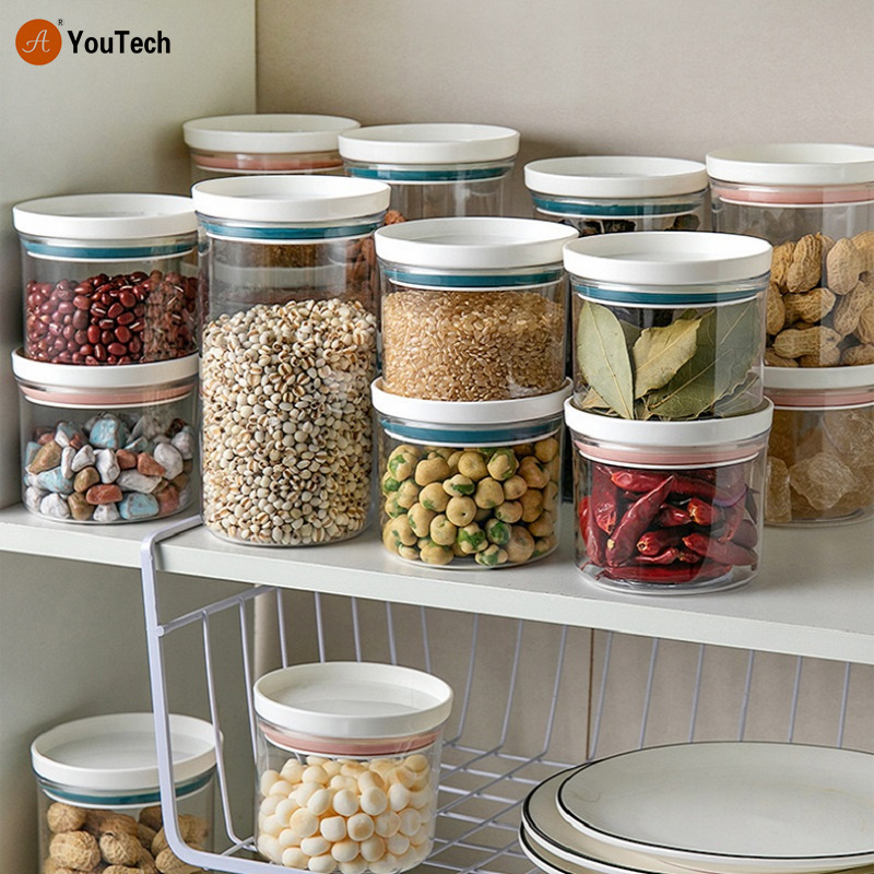 Food Container Storage Jars Transparent Food Canister For Mason Candy Spices Cookie Jar Sealed Ring Bottles Kitchen Storage Box