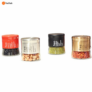 Glass storage jar for household use Stainless steel storage jar for kitchen dry food storage