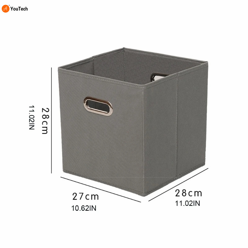 50LB Cloth Cube Storage Boxes with Double Metal Handle Collapsible Folding Basket Wardrobe Storage Box for Clothes Toys Storage