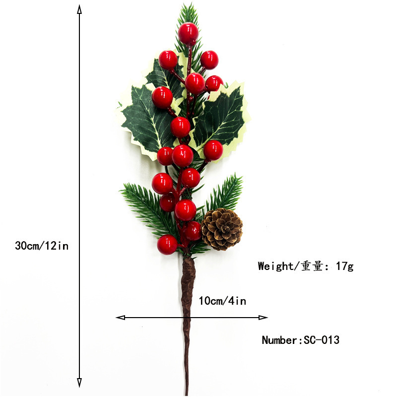 AYOYO Wholesale Xmas Decoration Christmas Tree Filler Picks Artificial Pine Needle And Red Berries Christmas Tree Branches