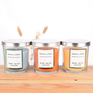 Aromatherapy candles SPA essential oil tropical style smokeless scented glass candle with lid