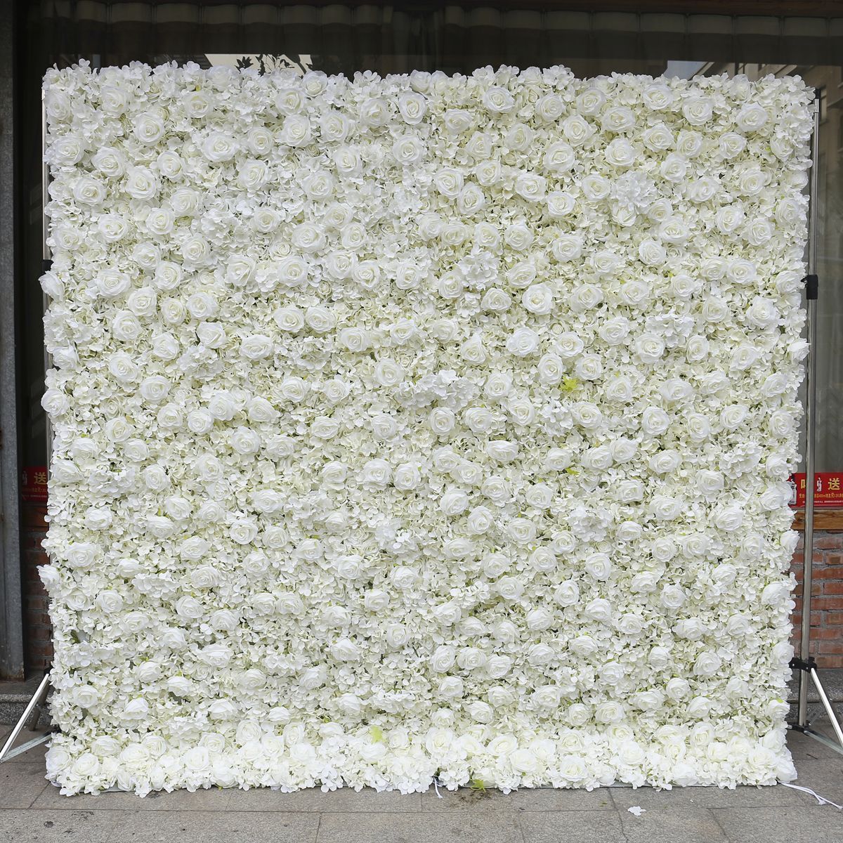 Customize Mur De Fleurs Roll Up Silk Flower Wall Backdrop Panel Artificial Red Rose Flower Wall