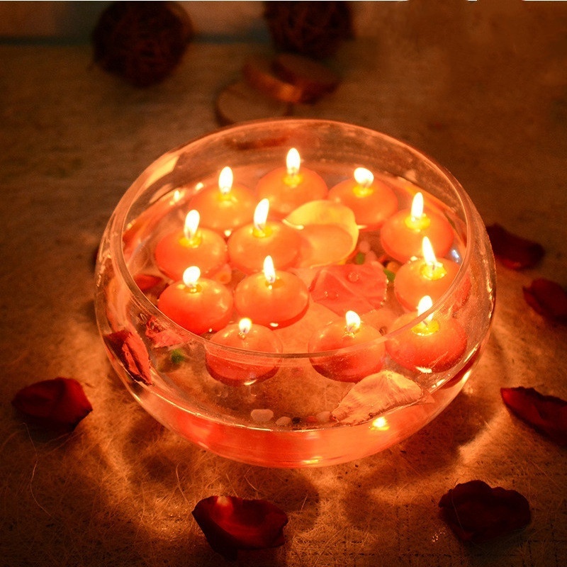 12 red and white smokeless couples romantic confession floating candles water decoration wedding candles in stock