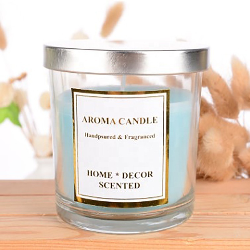 Aromatherapy candles SPA essential oil tropical style smokeless scented glass candle with lid